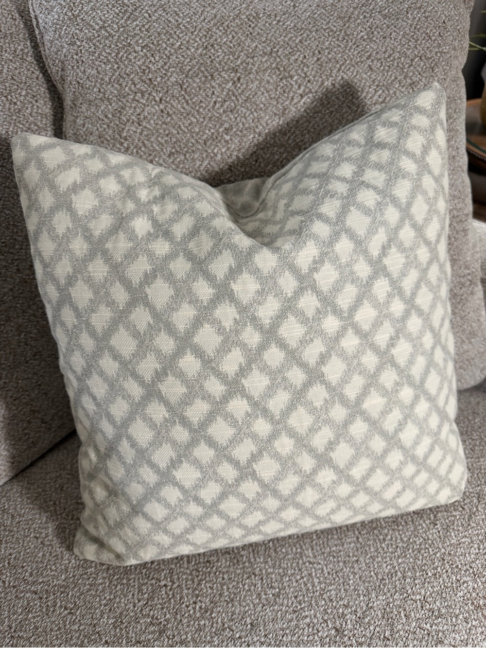 Neutral Trellis Pattern Throw Pillow Covers -Gray Beigh Cream 16"x16" set of (3)